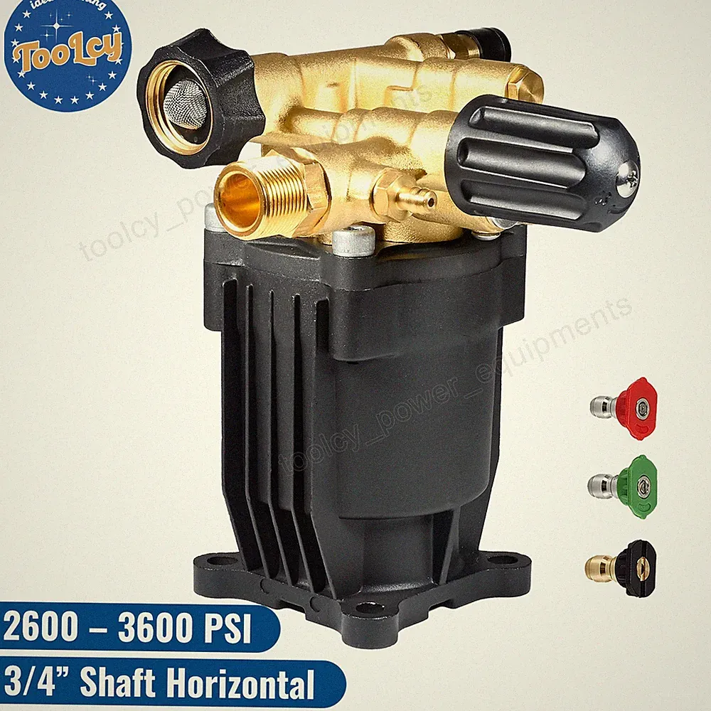 TOOLCY Pressure Washer Pump 3/4" Shaft Horizontal, 2600-3600 PSI, 2.6 GPM