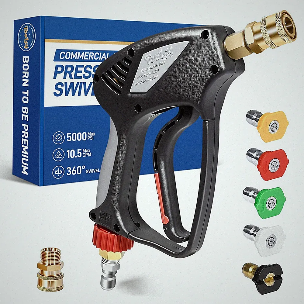 TOOLCY Pressure Washer Short Gun, Commercial 5000 PSI / 10.5 Black
