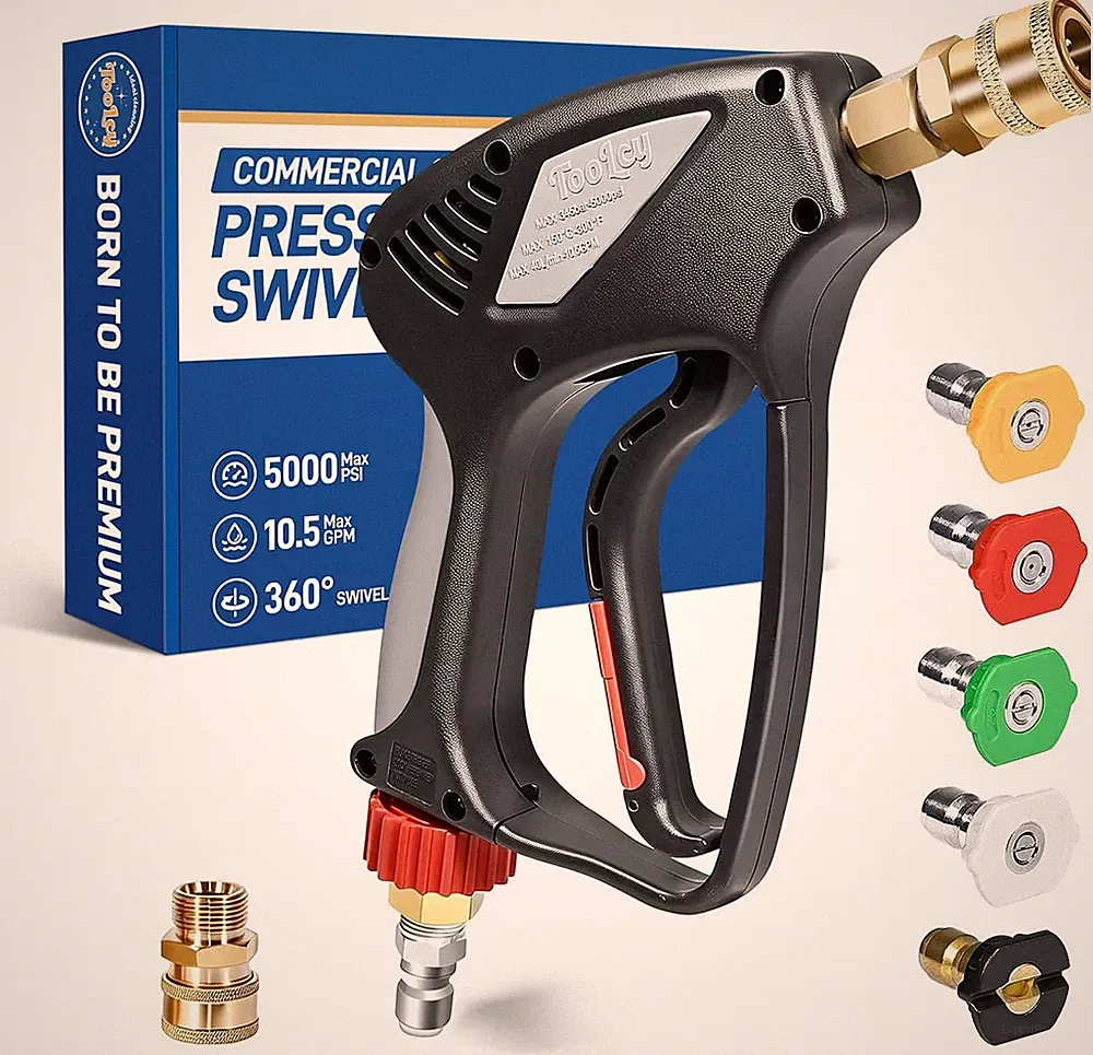 TOOLCY Pro Short Pressure Washer Gun 5000 PSI with 360° Swivel 3/8" Inlet