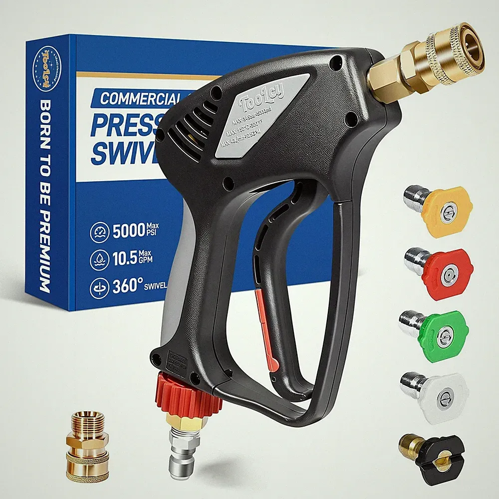 TOOLCY Pro Short Pressure Washer Gun 5000 PSI with 360° Swivel,3/8" Quick C