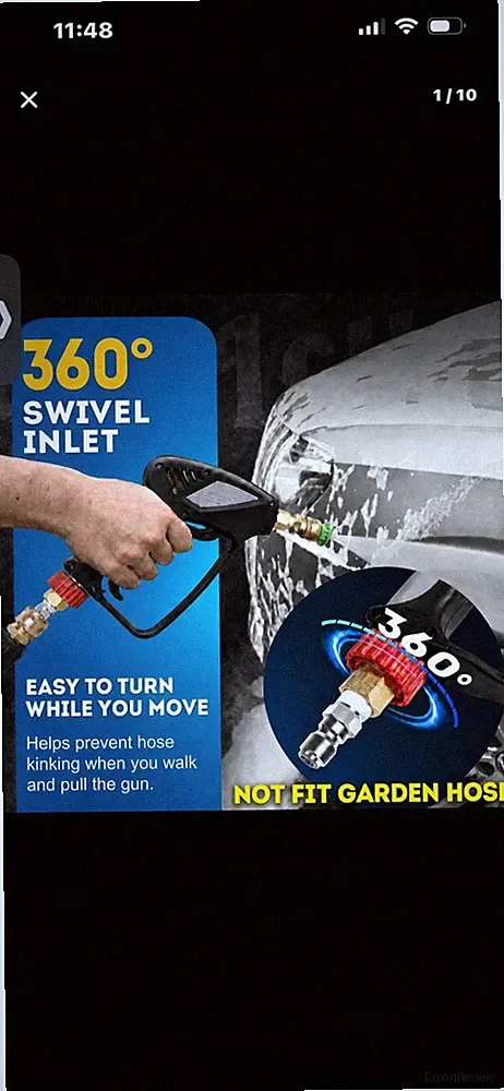 TOOLCY Pro Short Pressure Washer Gun 5000 PSI with 360° Swivel,3/8" Quick Connec