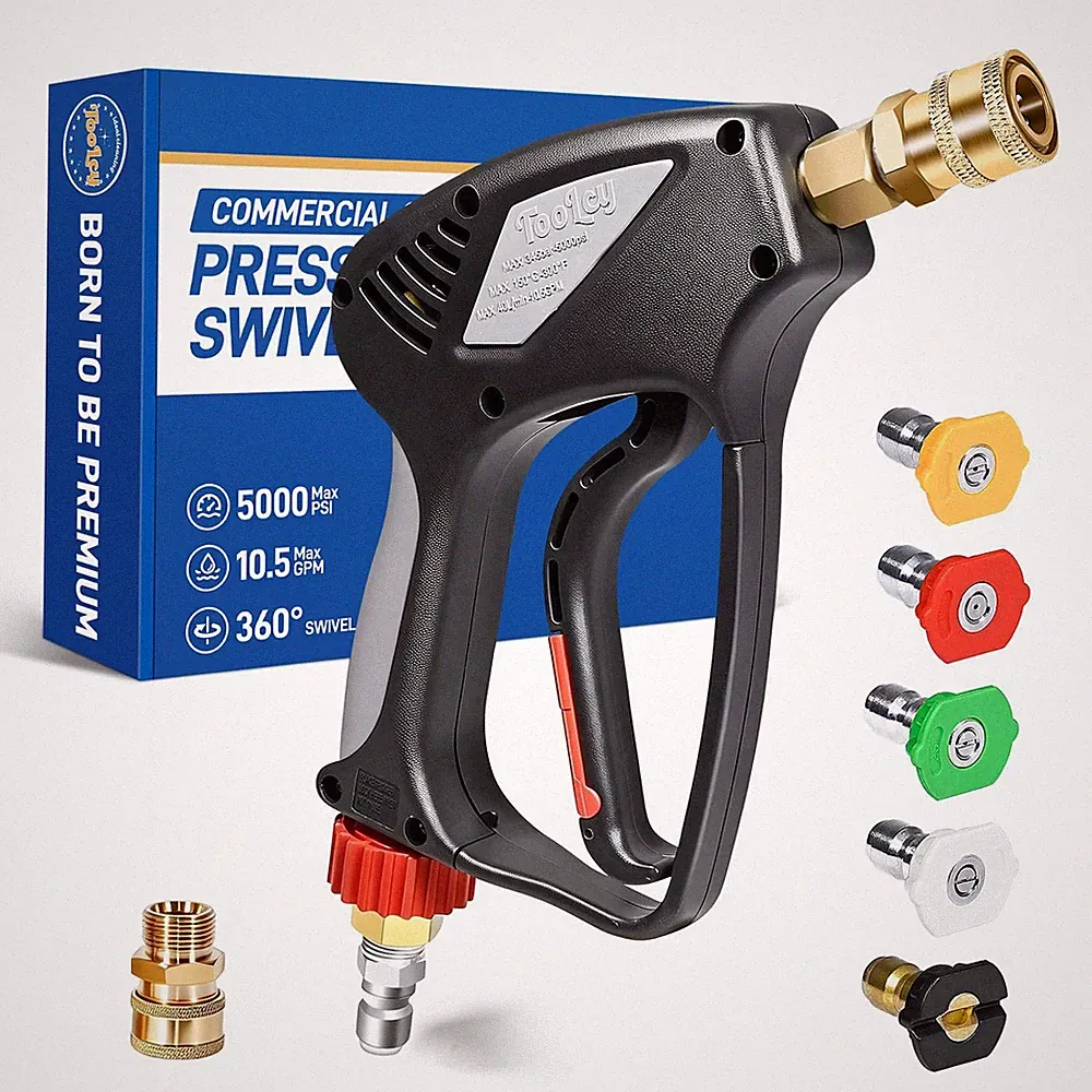 TOOLCY Pro Short Pressure Washer Gun 5000 PSI with 360° Swivel 3/8 Quick Connect