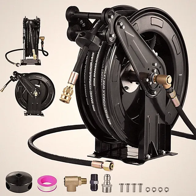 Tools Retractable Power Pressure Washer Hose Reel 3/8" x 50 ft, 4000PSI
