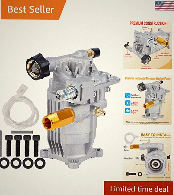 Top-Quality Pressure Washer Pump, 3400 PSI Max, 2.5 GPM - Perfect Replacement