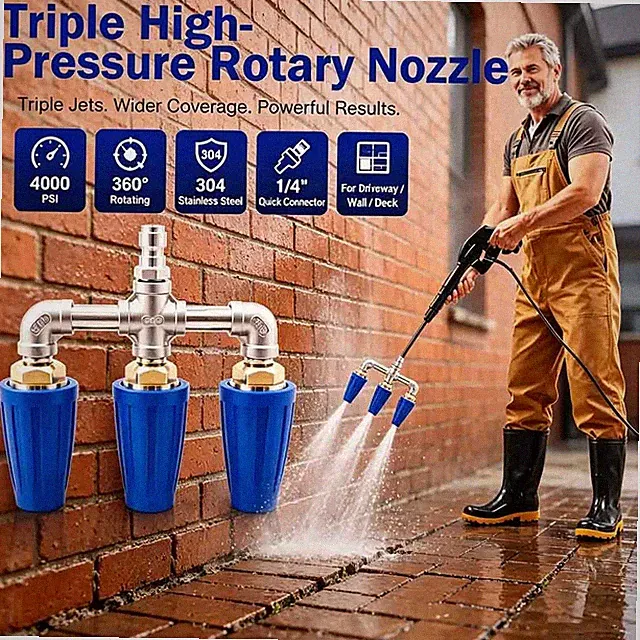 Triple Turbo 3-in-1 Washer Nozzle, 4000 PSI 1/4 Connect for Driveway Deck Wall