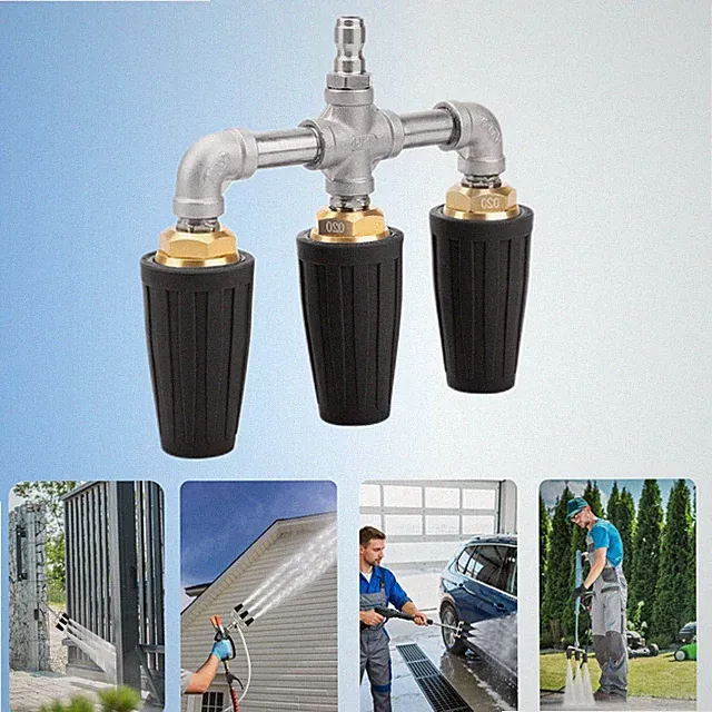 Triple Turbo Pressure Washer Nozzle 360° Rotating 4000 PSI 1/4" Quick Connector