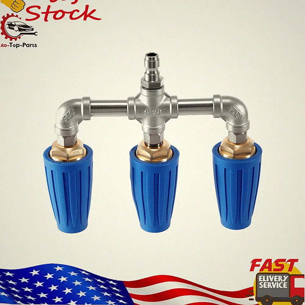 Triple Turbo Pressure Washer Nozzle 4000 PSI 1/4" For Driveway Deck 304 SS