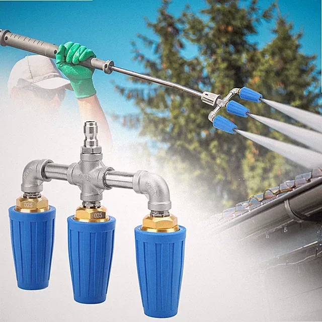 Triple Turbo Pressure Washer Nozzle 4000 PSI 1/4" Quick Connect Rotating Jet Tip