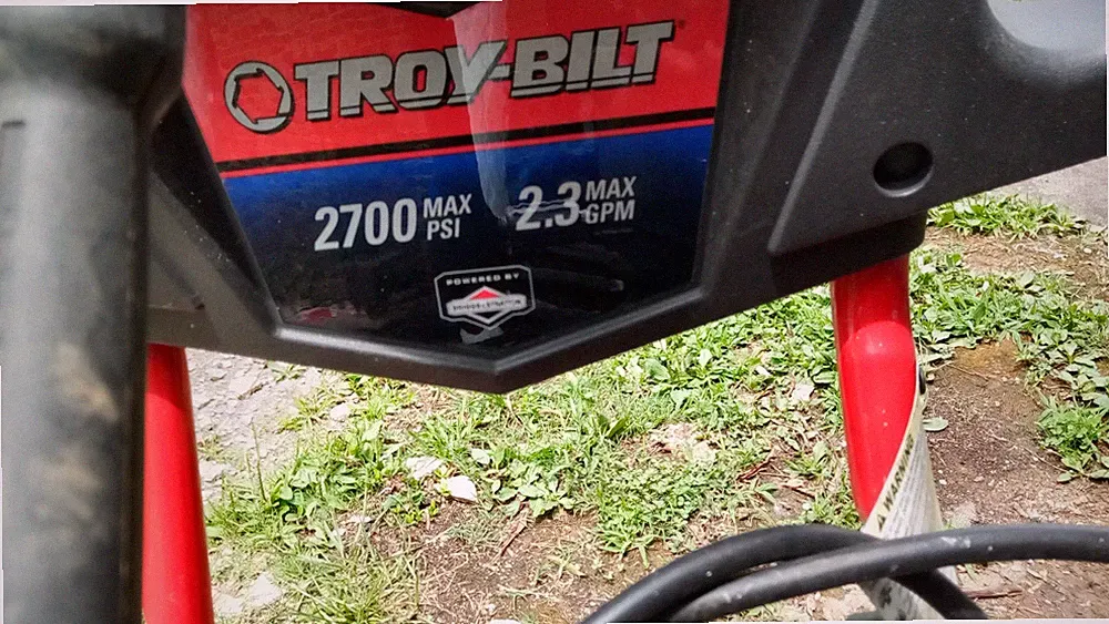 Troy-Bilt 2700 PSI 2.3 GPM Wheeled Pressure Washer, Red/Black, Gun
