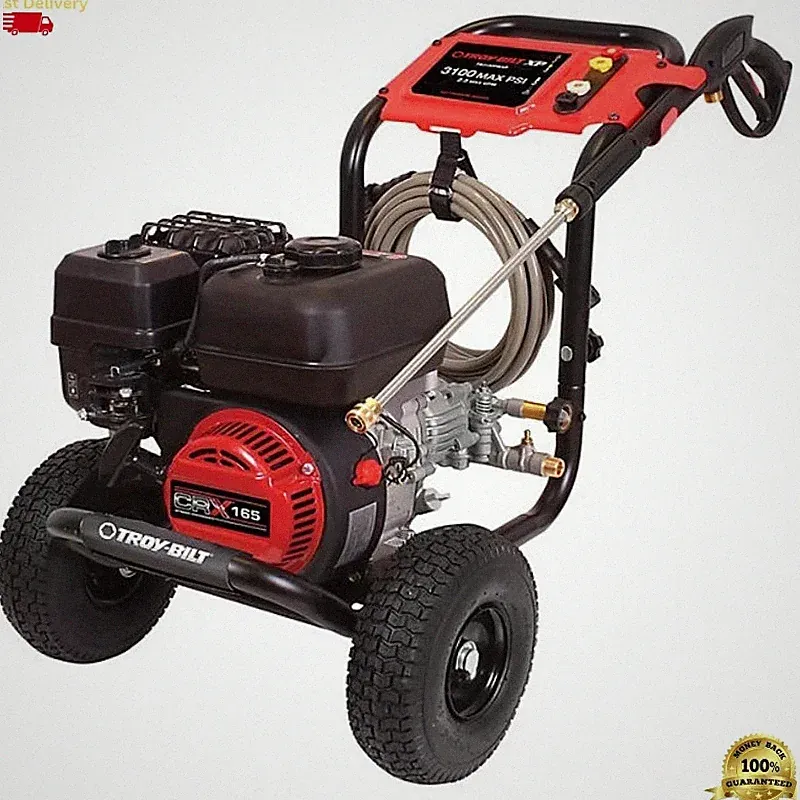 Troy-Bilt 3100 PSI 2.3 GPM Gas Pressure Washer w/ 10” Wheels Powerful Cleaning