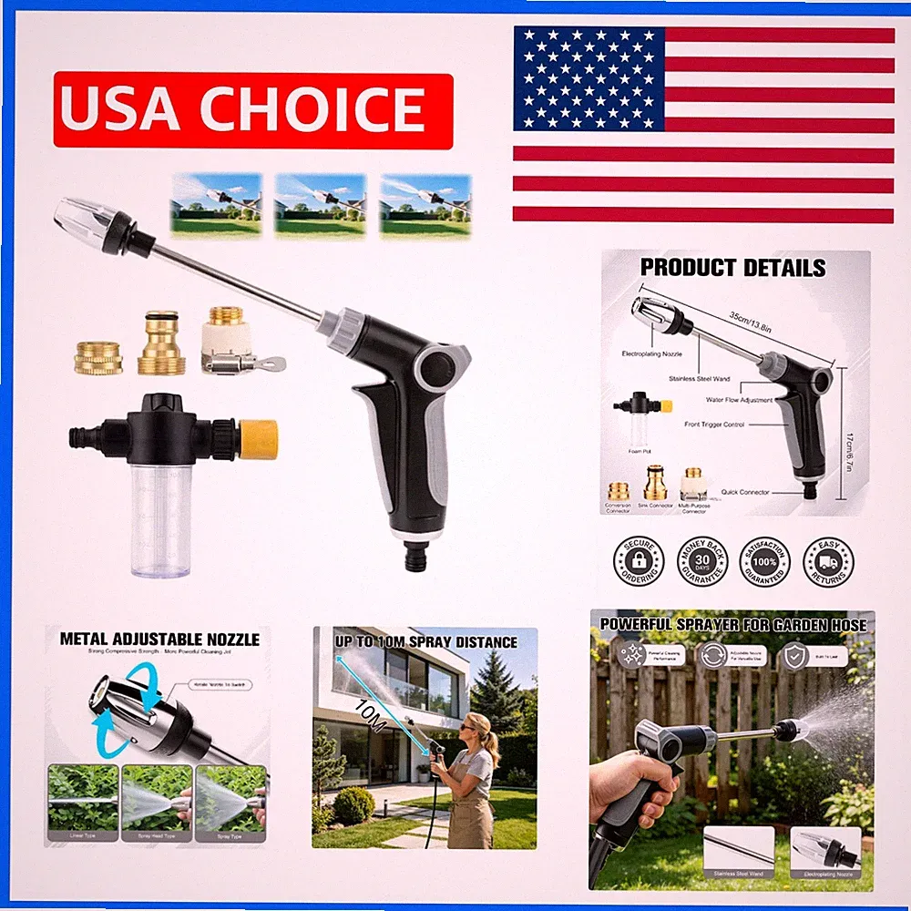 Turbo High Pressure Washer Gun, Heavy Duty Garden Hose Nozzle, Turn Any Hose...