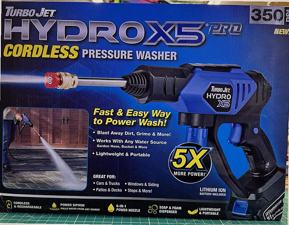 Turbo Jet Hydrox5 Pro Portable Cordless Pressure Washer (21V 3000Mah Battery), 6