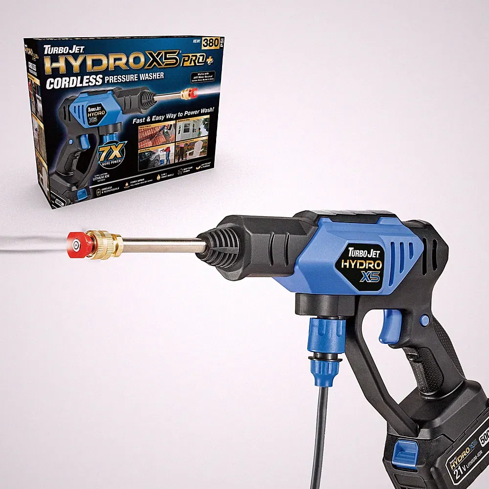 Turbo Jet® HydroX5TM Pro+ Cordless Pressure Washer – 380 PSI | 21V 5000mAh Ba...