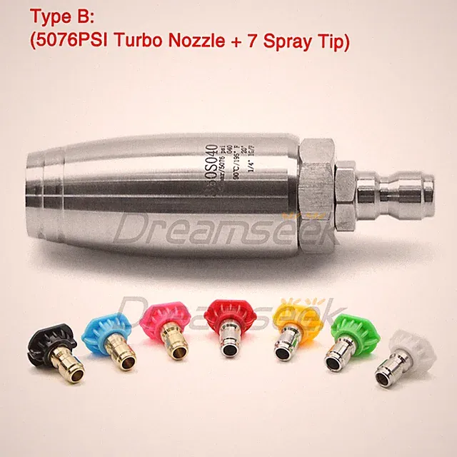 Turbo Nozzle High Pressure Washer Rotating Spray Tip 1/4" Quick Connect 5076PSI
