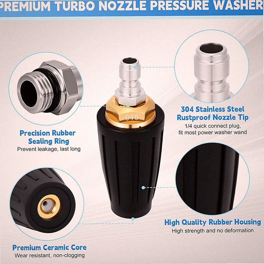 Turbo Nozzle Pressure Washer, Premium 4000 PSI Max Rotating Pressure Washer N...