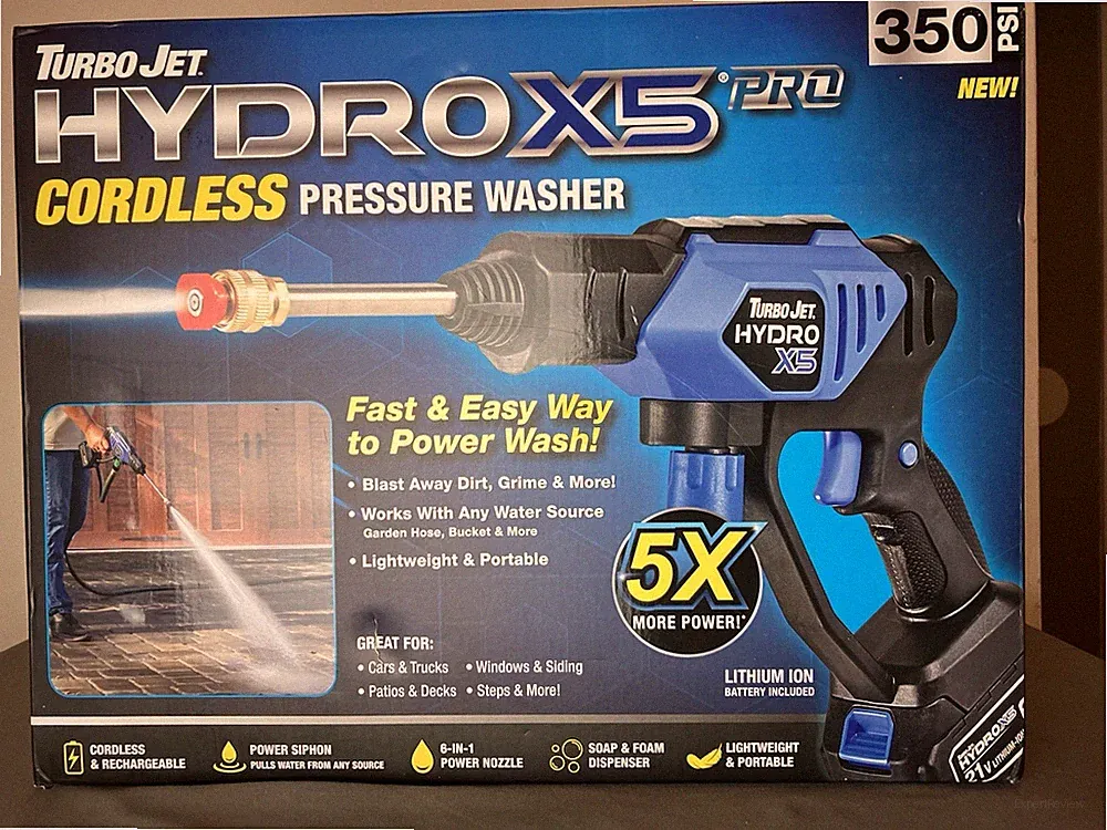 TurboJet 21 V HydroX5Pro Cordless Rechargeable Pressure Washer - 350 PSI