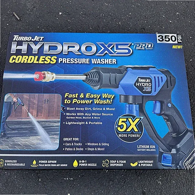TurboJet 21 V HydroX5Pro Cordless Rechargeable Pressure Washer 350 PSI No Charge