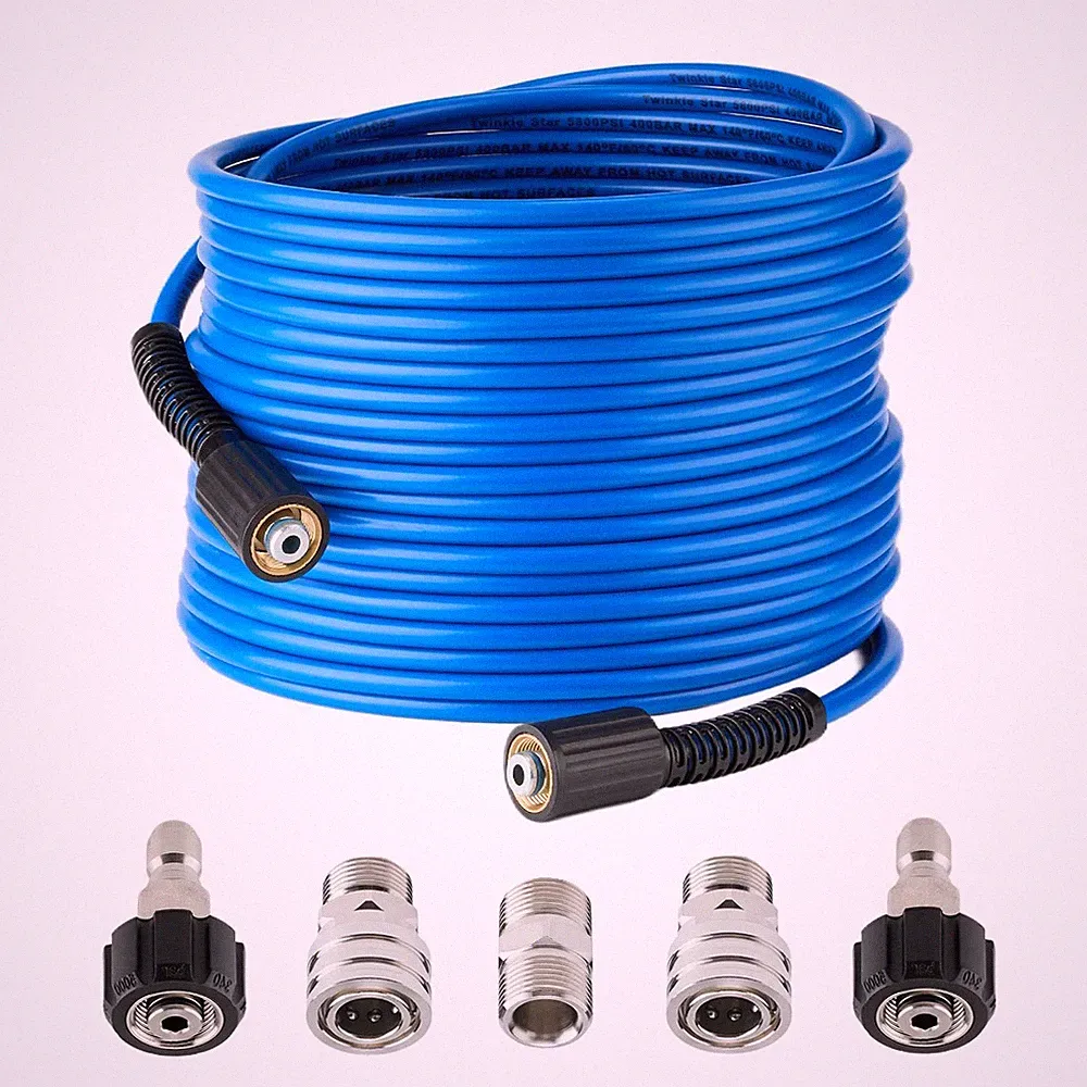 Twinkle Star 50ft Pressure Washer Hose 5800 PSI Kink Resistant Power Wash Hose 1