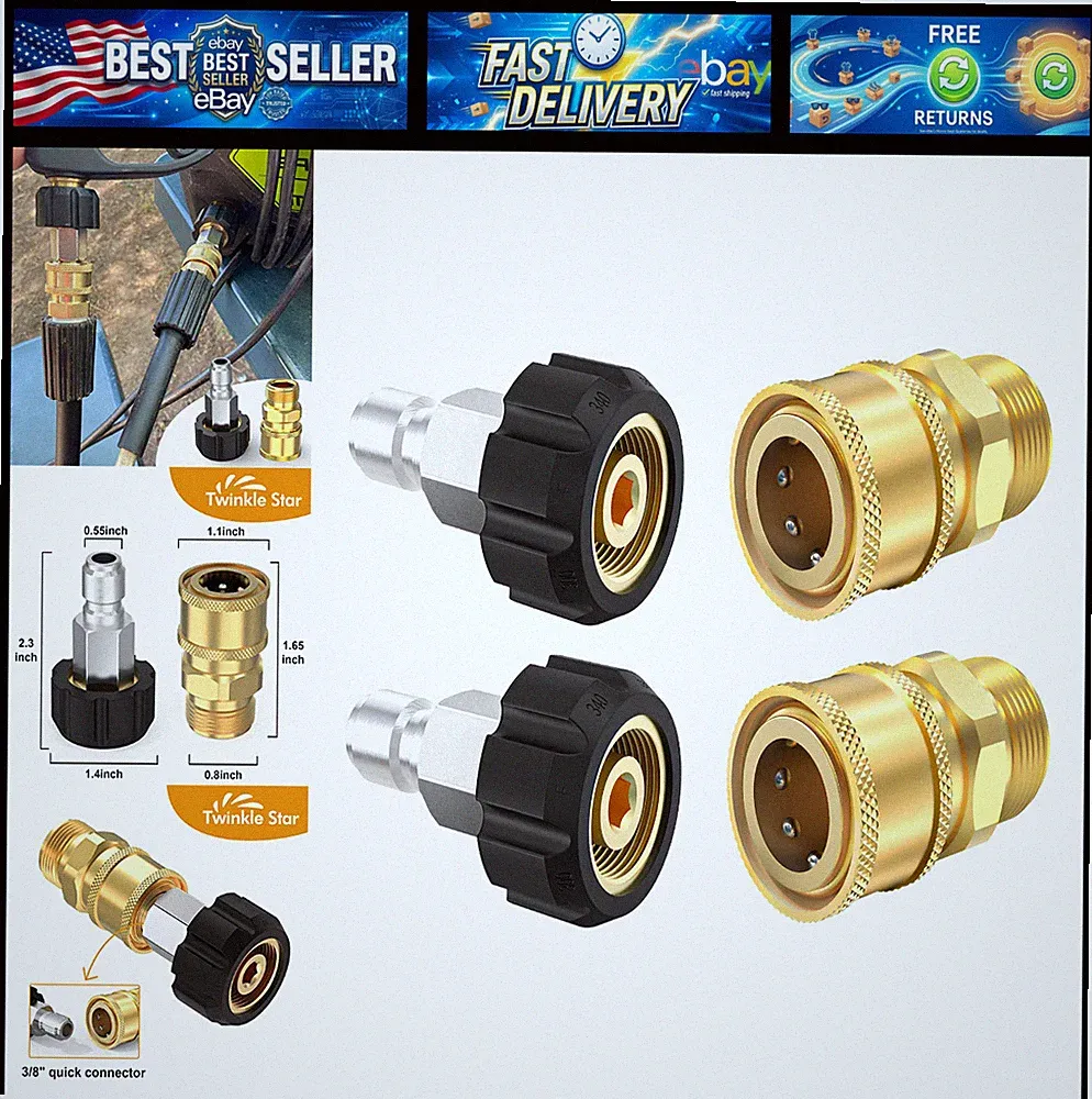 Twinkle Star Pressure Washer Quick Connect Fittings, Quick Connect Kit M22 14mm
