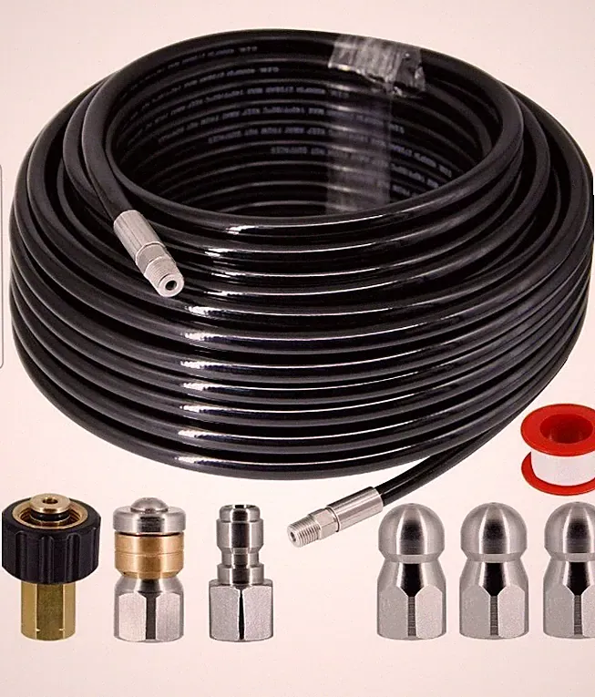 Twinkle Star Sewer Jetter Kit for Pressure Washer -100 ft Hose, 1/4 Inch NPT