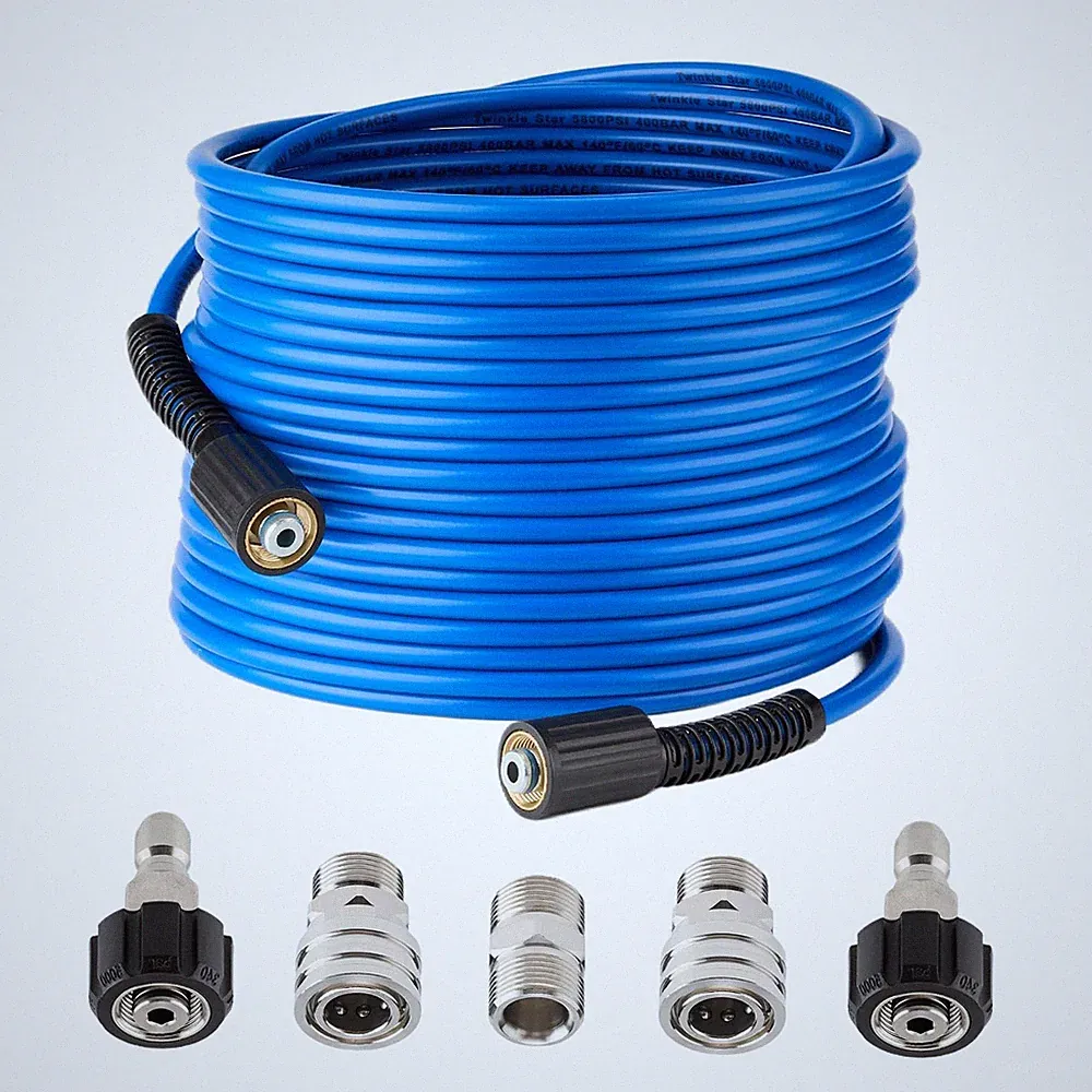 Twinkle Star Super Flexible Pressure Washer Hose 50ft, 5800 PSI Kink Resistant P