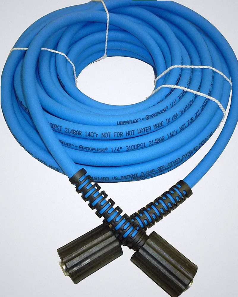 UBERFLEX 1/4" Pressure Washer Hose, 3100 PSI, 50ft, 22MM, Made in USA