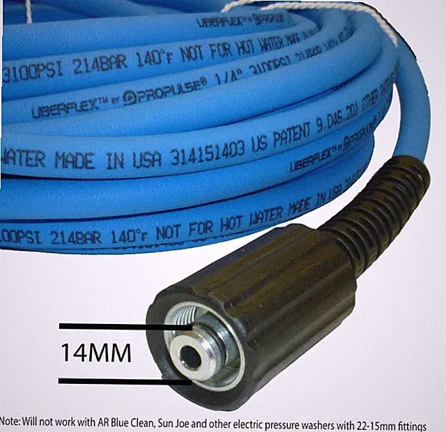UBERFLEX 1/4" Pressure Washer Hose, 3100 PSI, 50ft, 22MM, Made in USA - 50 Feet
