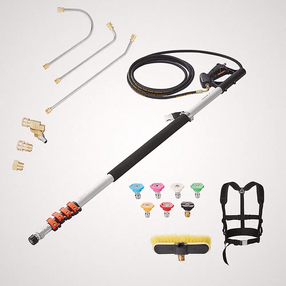 Uimoso 24ft Telescoping Pressure Washer Spray Wand with Brush Attachment