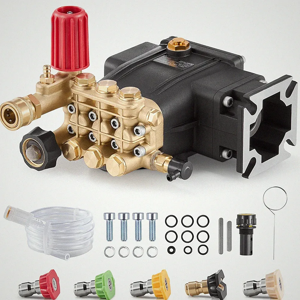 Uimoso Pressure Washer Pump 3/4"Shaft Horizontal Triplex Plunger 3300 PSI 2.5GPM
