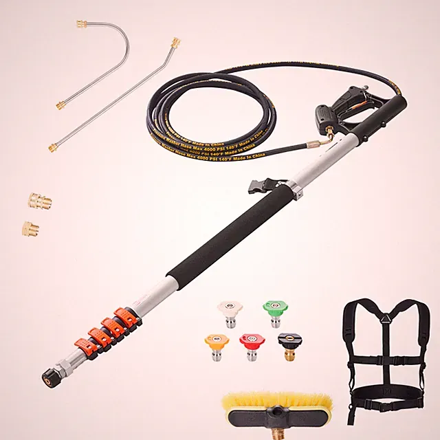 Uimoso Pressure Washer Telescoping Wand 18ft w/ Brush Head Telescopic Spray Gun