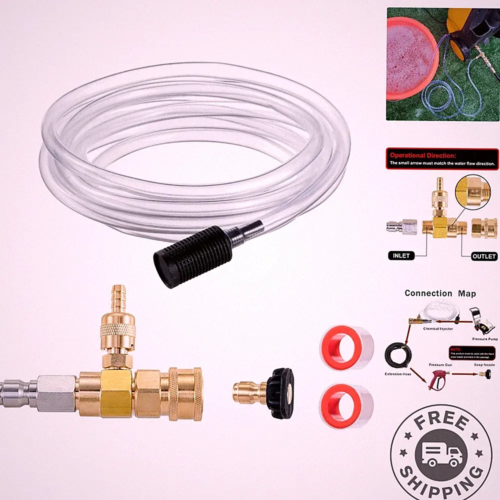 Ultimate Pressure Washer Injector Kit - 3/8 Quick Connect & Siphon Hose Included