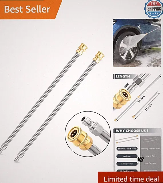 Universal 2-Pack Pressure Washer Extension Wands - Quick Connect and Hassle-Free