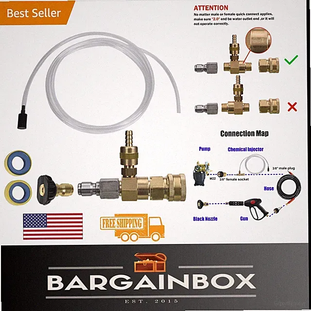 Universal 3/8" Quick Connect Soap Injector Kit for Efficient Pressure Washing