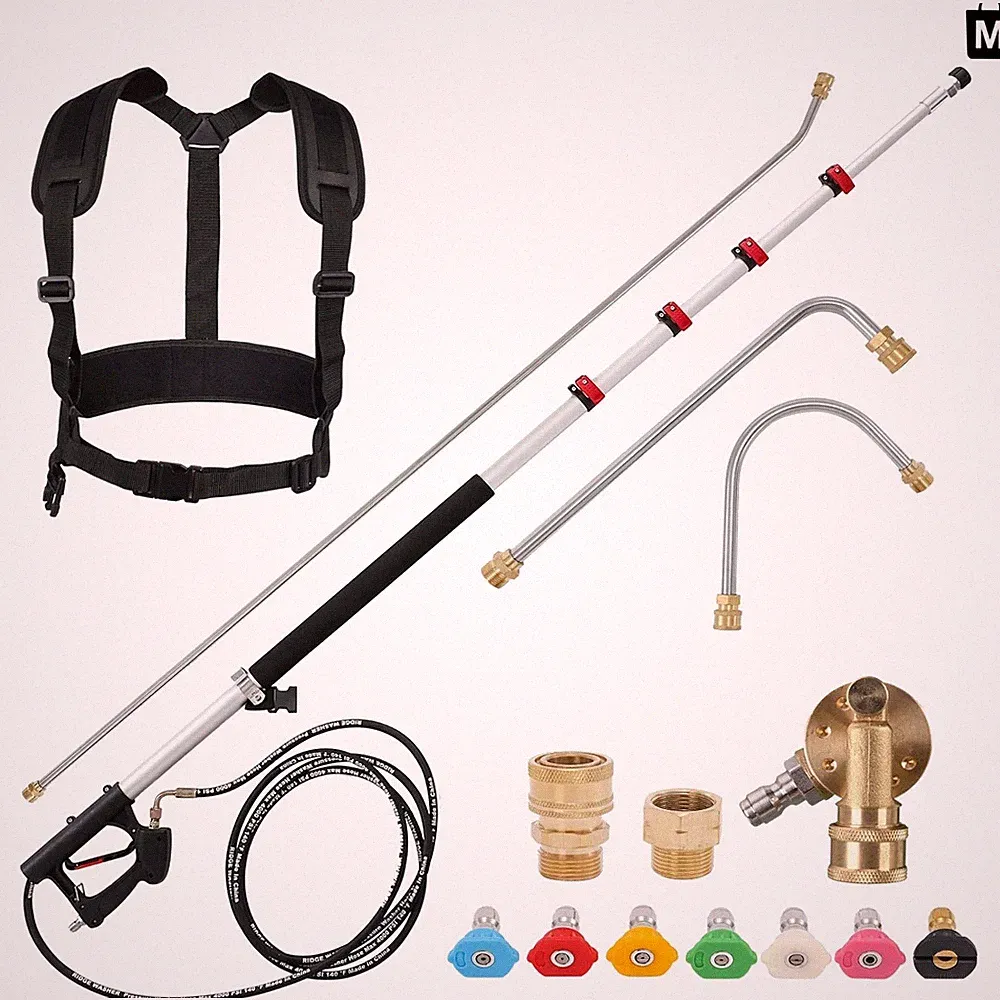 Universal 4000 PSI Telescoping Pressure Washer Wand with Curved Extension Wands
