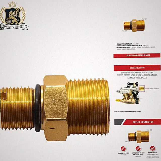 Universal Water Outlet Adapter for Gas Pressure Washers - Gold Anodized Finish