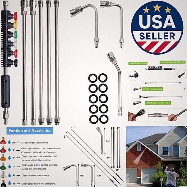 Upgrade Your Cleaning Power: 9 Stainless Steel Extension Wands for 4000 PSI