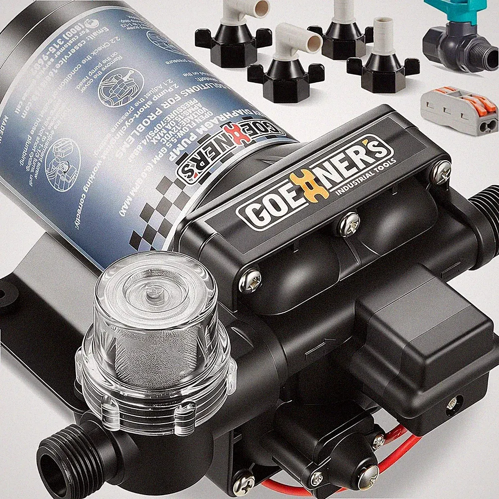 Upgraded! 12v RV Water Pump 6 GPM Ultra-Quiet Self-Priming Pressure Switch