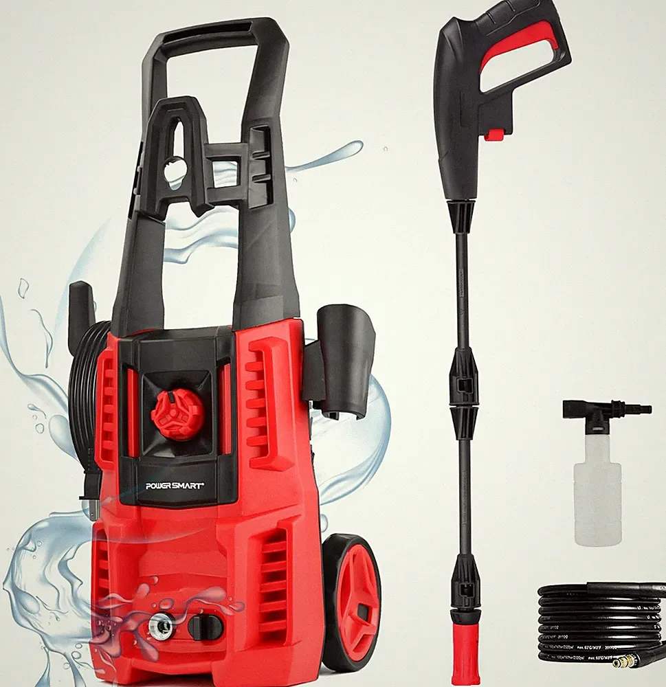 Upgraded Electric Pressure Washer, 1850 PSI Max,3.0 GPM, 5" Wheels, 18M Cord/Hos
