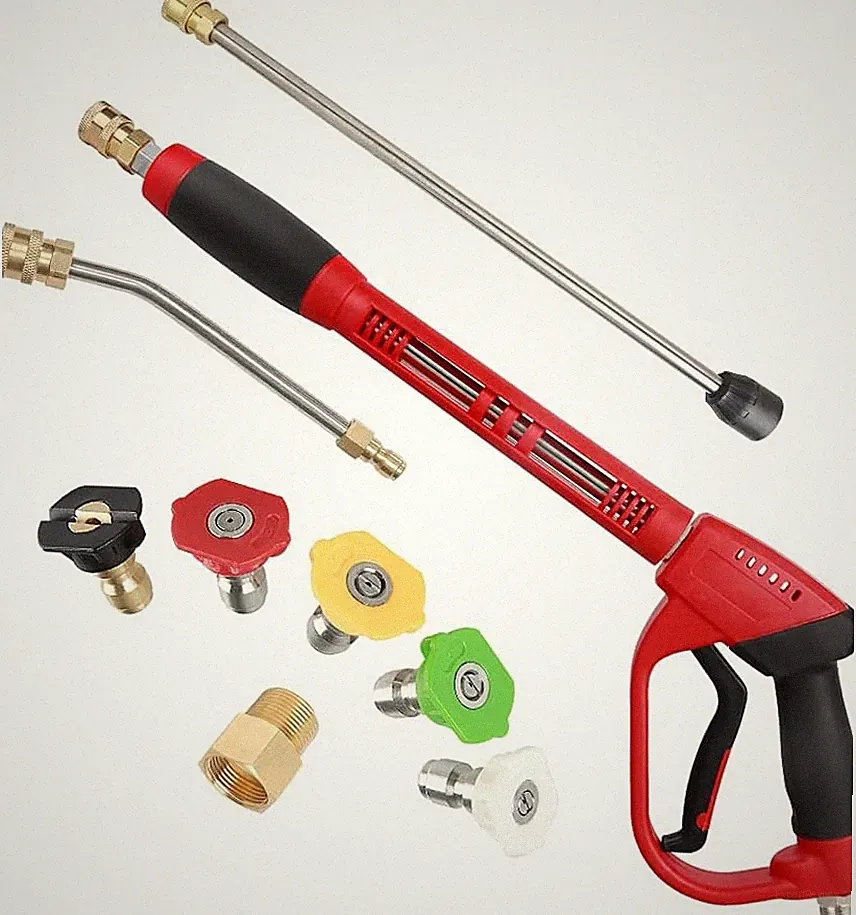 Upgraded Pressure Washer Gun with Extension Replacement Wand, black and red