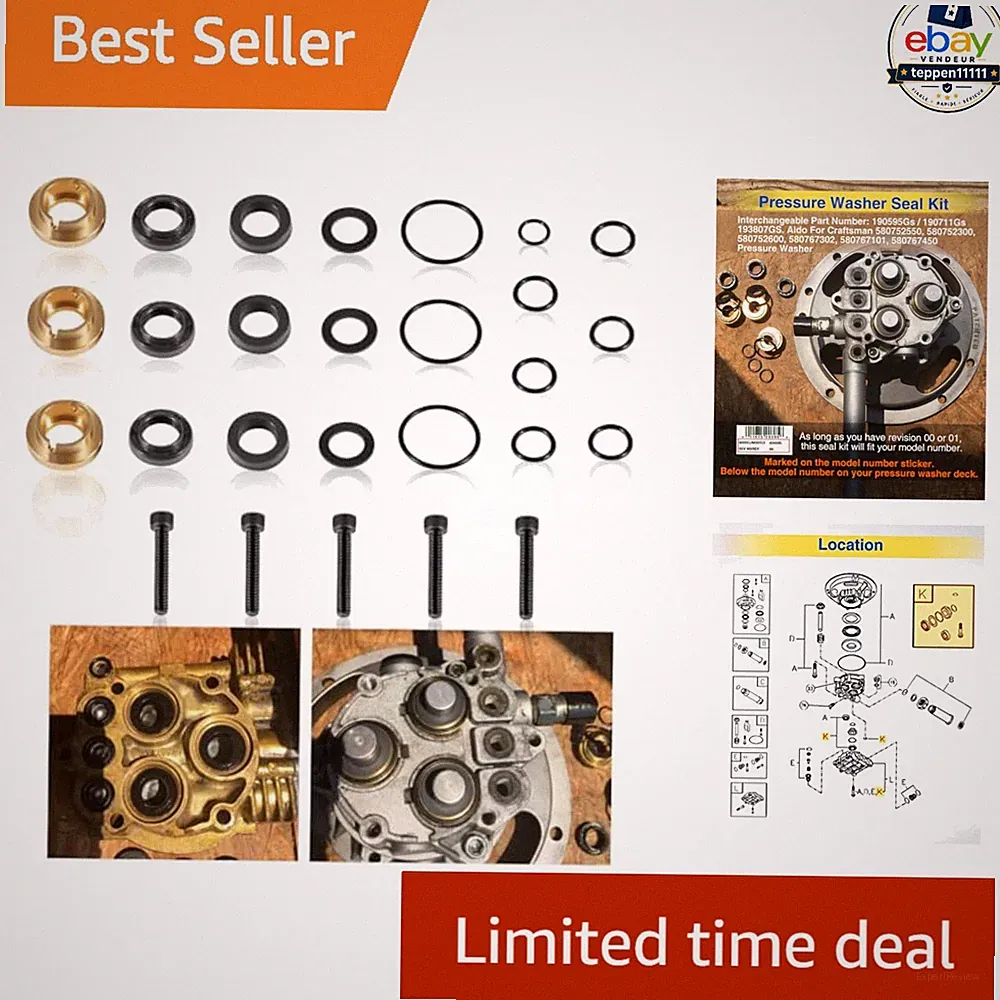 Upgraded Pressure Washer Seal Kit 1 Inch Steel Replacement Parts 27 Count