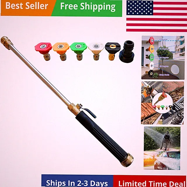 Upgraded Pressure Washer Wand, Brass Water Jet Nozzle for Garden Hose, Hydro...