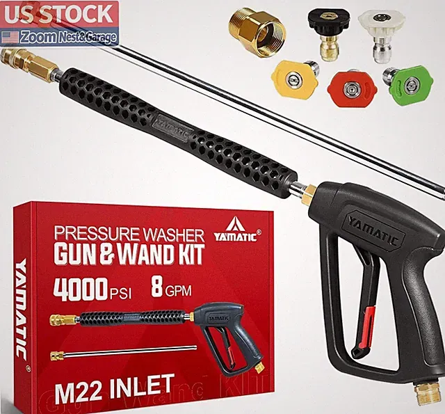 US Stock YAMATIC Pressure Washer Gun Extension Wand 4000 PSI 5 Nozzle