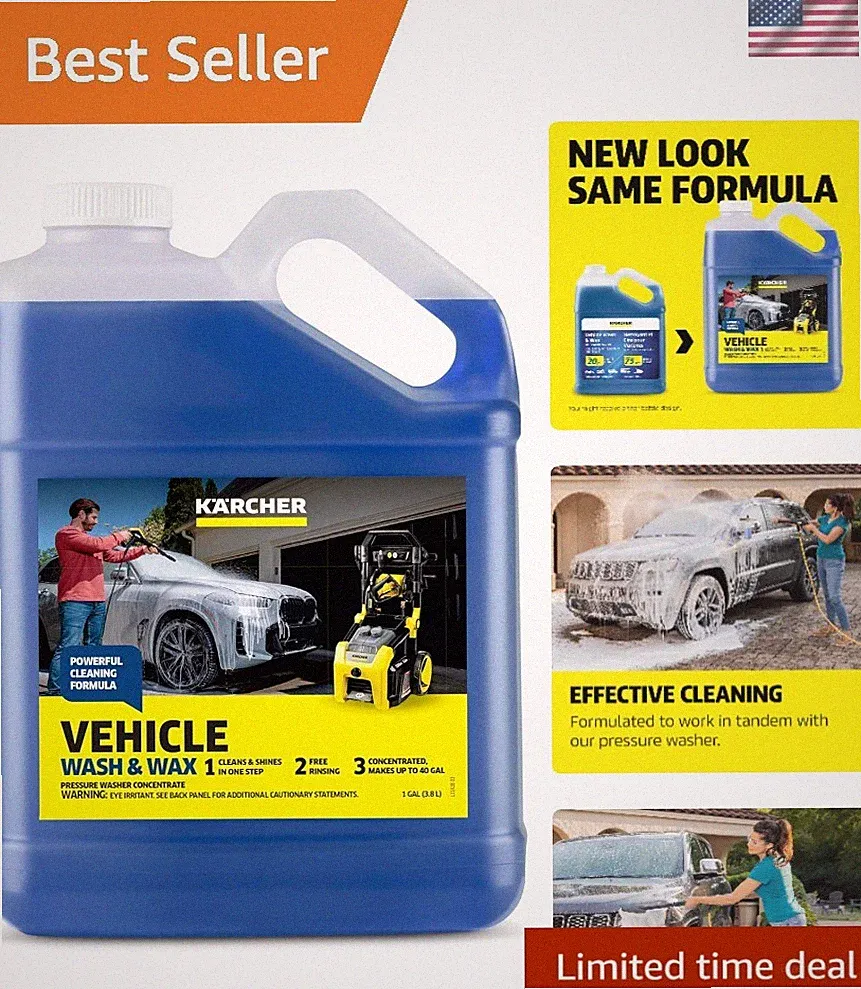 Vehicle Wash and Wax, Pressure Washer Detergent, Cleans Cars, Bikes, Trucks,...