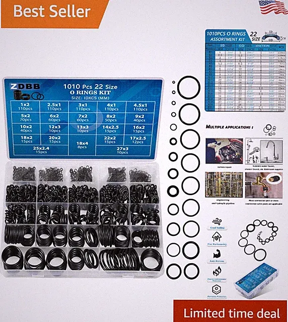 Versatile 1010 Pcs O Ring Kit with 22 Sizes - Ideal for Home and Mechanics