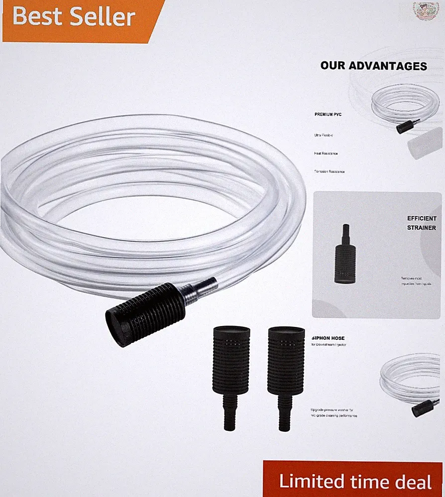 Versatile 10ft Power Washer Siphon Hose – Complete with 3 Filters for Efficiency
