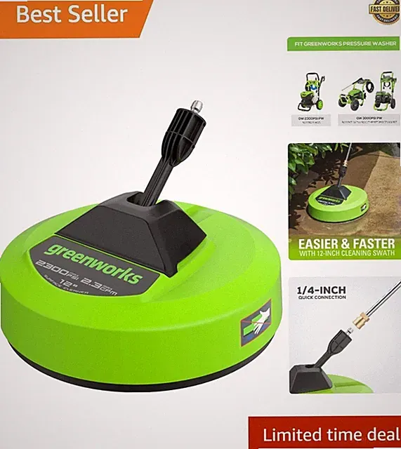 Versatile 12-Inch Surface Cleaner for Pressure Washers - Clean Patios & Decks
