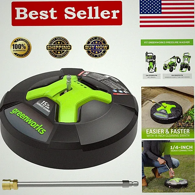 Versatile 15" Green Surface Cleaner for Effortless Driveway & Patio Cleaning