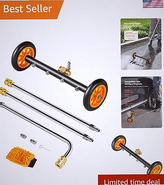 Versatile 16 Inch Pressure Washer Cleaner - Angle Adjustment, Gloves Included