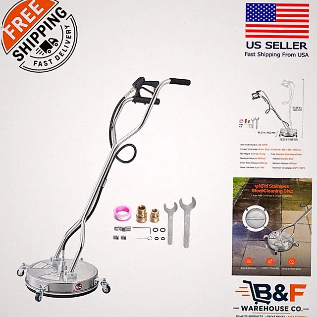 Versatile 18 Inch Pressure Washer Surface Cleaner with Quick Connect & Wheels