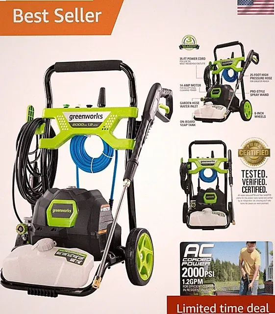 Versatile 2000 PSI Pressure Washer with On-Board Soap Tank for Everyday Cleaning